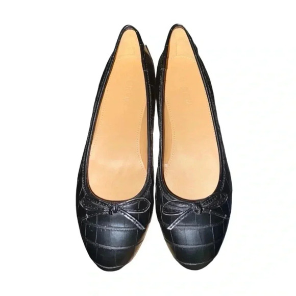 J. Crew Factory Black Croc-Embossed Flats - Picture 4 of 9